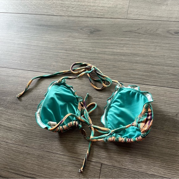 Sofia by ViX Womens Teal Orange Bikini Top String Bikini Adjustable S/M - Picture 4 of 6